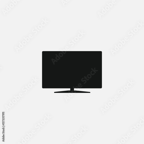 Isolated black lcd tv screen with stand on a clean white background