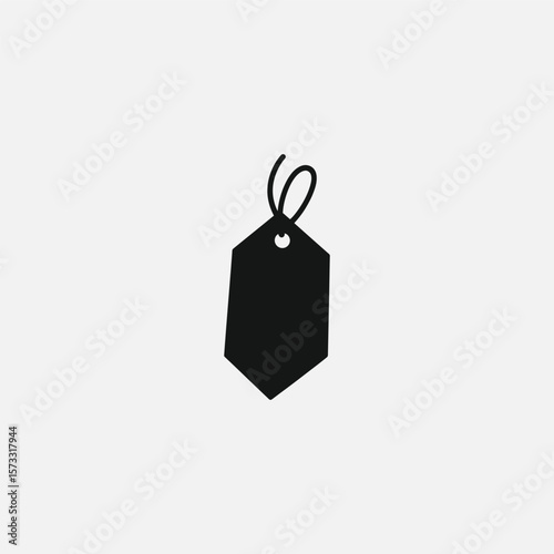 Isolated black sale tag with string icon on a white background