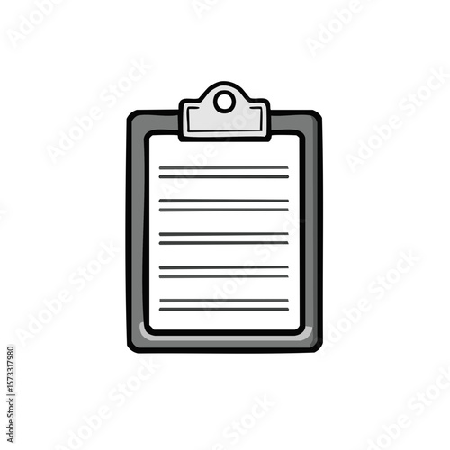 Stylized Clipboard Illustration with Document and Text Lines for Checklists