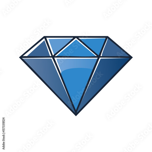 Sparkling Blue Diamond Gem Illustration Faceted Jewel Stone Precious Mineral Graphic