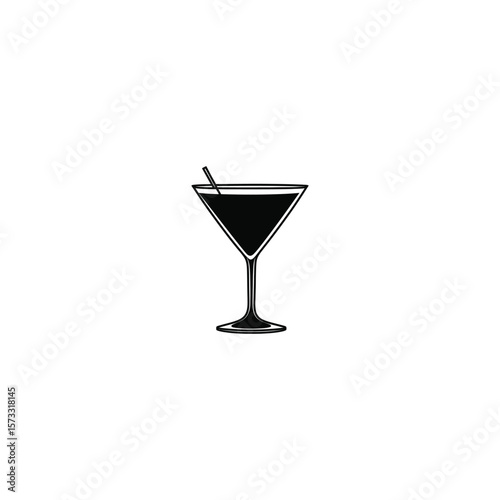 of a martini glass with a straw, isolated on white background