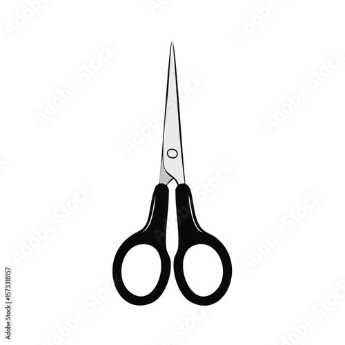 Sharp Scissors with Black Handles for Cutting and Crafting Isolated on White