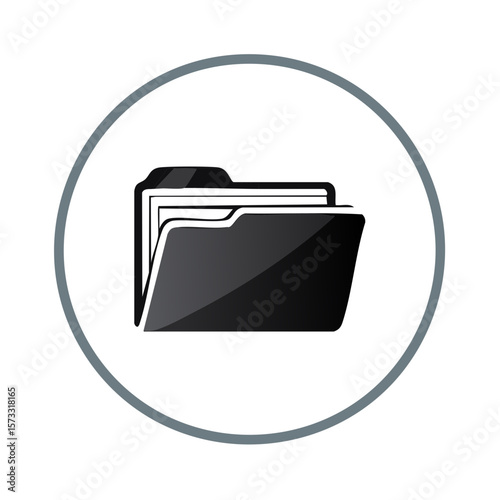 Dark folder icon for file management and document organization in a simple modern design