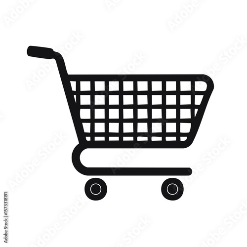 Shopping Cart Simple Icon Black and White Vector Illustration for Retail Needs