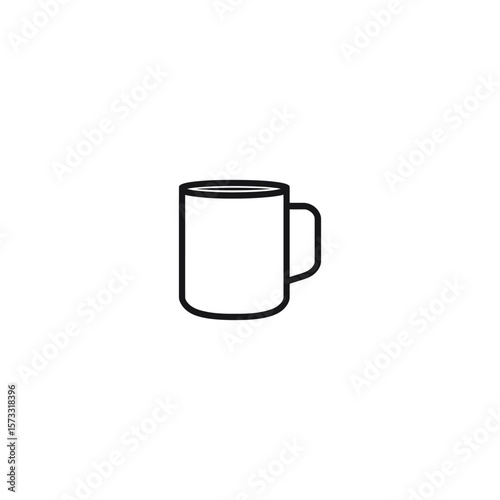 Simple black line art illustration of a coffee mug icon on white background