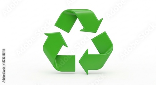 3D illustration of green recycling arrows isolated on white