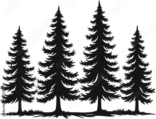 Seamless vector illustration of a winter forest with a set of fir trees, perfect for Christmas and New Year holiday designs