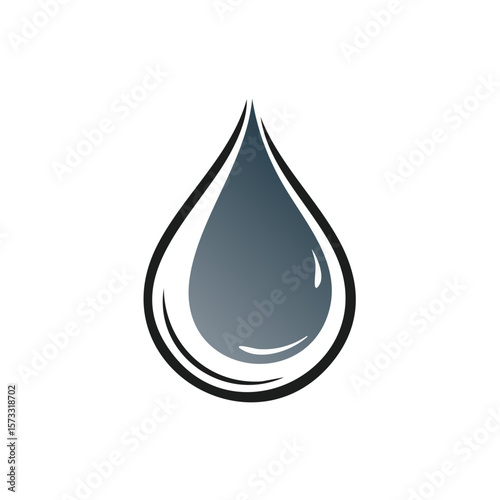 Isolated gray water drop symbol clean water resource and liquid concepts