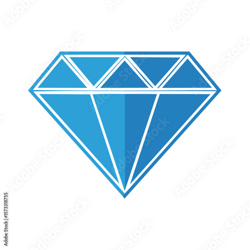 Elegant Jewel Graphic Blue Diamond Icon Illustration Treasure Gift Symbol Sign Richness Luxury