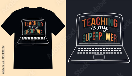 vector illustration of a laptop with sale, ed tech is my superpower, teaching is my superpower, 