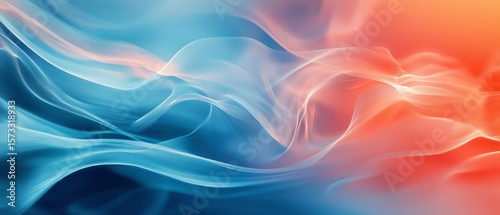 Wallpaper Mural Flowing patterns of blue and orange blend seamlessly to create a captivating abstract design. The smooth curves evoke a sense of motion and tranquility, inviting contemplation. Torontodigital.ca