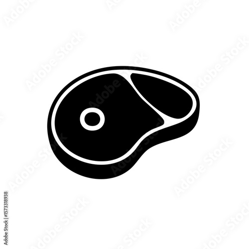 Black and White Graphic Illustration of a Raw Steak Cut for Butcher Shops and Food Brands