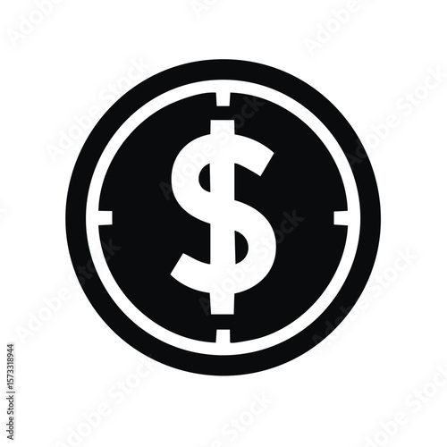 Dollar Symbol Inside of Coin with Target Focus Financial Goal Icon