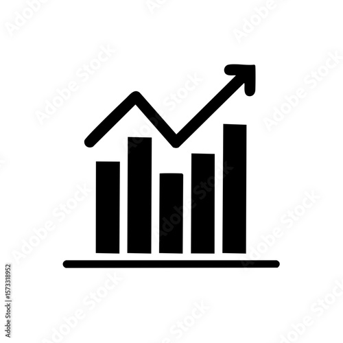 Rising Bar Chart Icon Displaying Growth and Business Success with Upward Trend