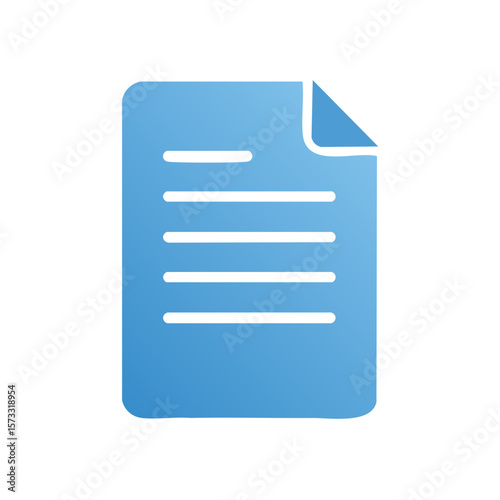Blue document icon with rounded corners and horizontal lines representing text