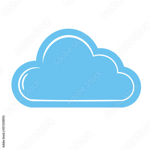 Single Blue Cloud Illustration for Weather Forecast and Online Data Storage