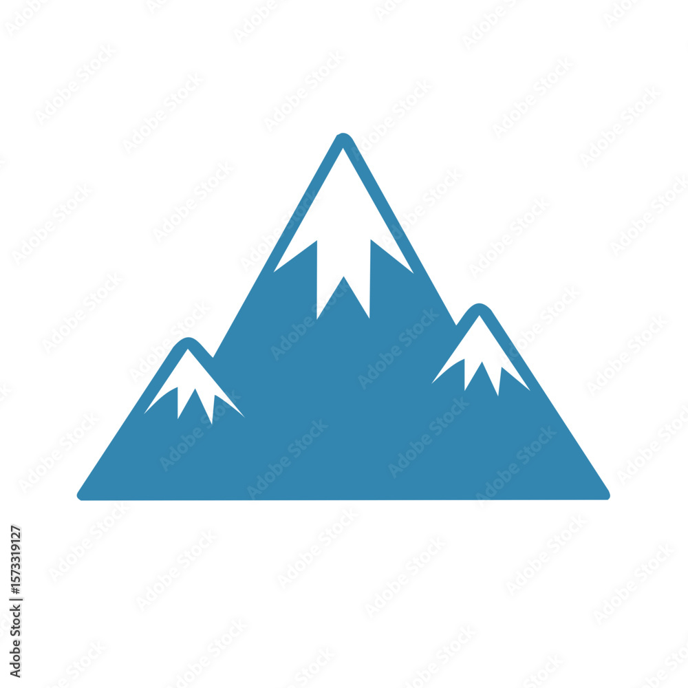 Blue Mountain Range Icon Snowy Peaks Landscape Symbol Outdoors Adventure Concept Blue Mountain Range Icon Snowy Peaks Landscape Symbol Outdoors Adventure Concept