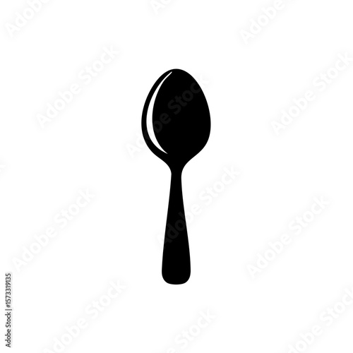 Spoon Icon, Black and White Illustration for Dining, Serving, Kitchenware