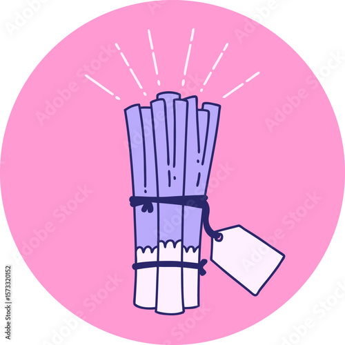 icon of a tattoo style bunch of leeks in bright neon color