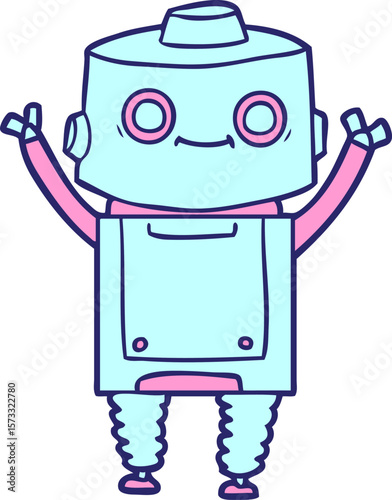 cartoon robot in bright neon color