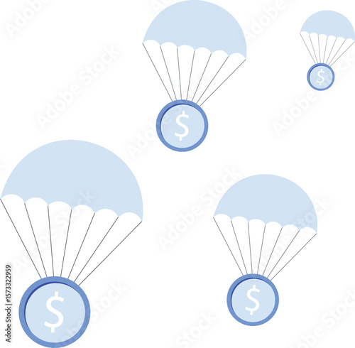 Financial Rescue Concept Dollar Parachute Illustration Savings Investment Protection Business Strategy Finance Concept,financial rescue, dollar, parachute, savings, investment, protection, business,