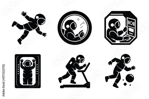 Astronauts in various activities and settings space exploration