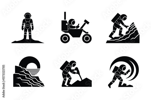 Astronauts exploring planets and performing various tasks space exploration moon