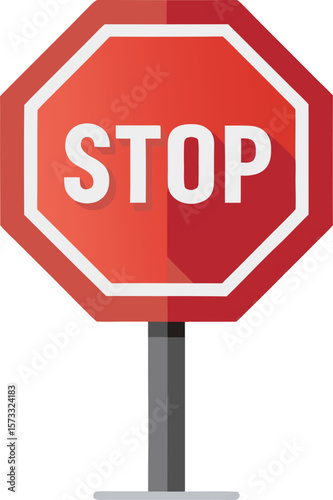 Red octagonal stop sign with the word stop isolated on a white or  transparent PNG background