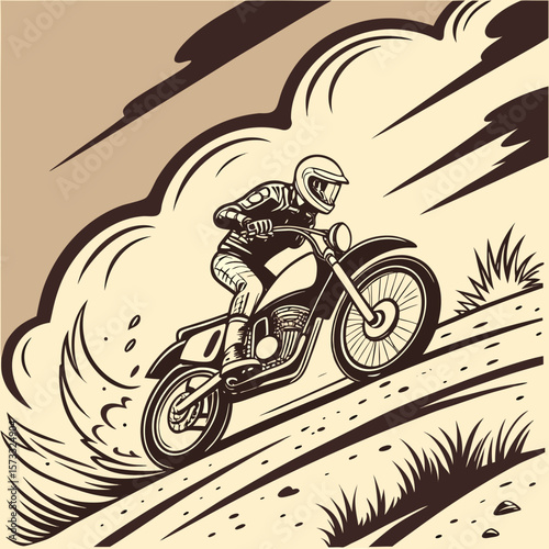 This thrilling, dynamic and fiery scene of a motorcycle rider was created