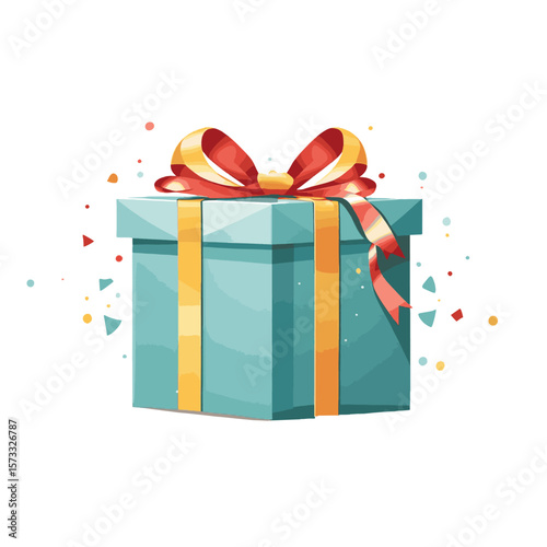 A vibrant vector illustration of a 3D red gift box with a ribbon and bow, perfect for any holiday celebration or birthday surprise