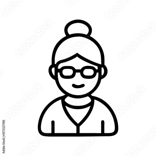 Person with glasses and hair bun icon female