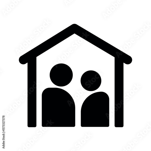 Two people inside a house icon home figures