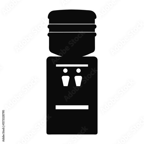 Black silhouette of a water cooler with two spigots dispenser black and white