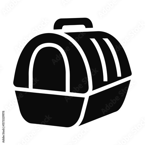 Black silhouette of a pet carrier with a handle and ventilation slots animal carrier pet transport