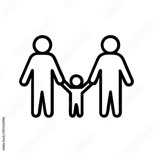 Family holding hands simple graphic people parents