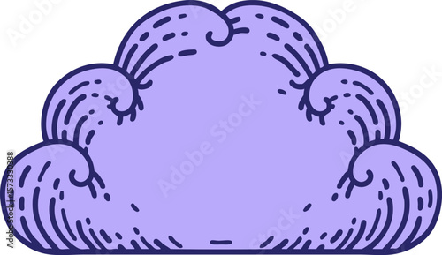 tattoo in traditional style of a cloud in bright neon color