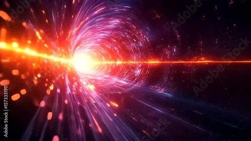 Energetic Light Streaks Forming Hyperspace Tunnel: A Visual Journey Through Space