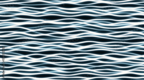 Seamless abstract wave pattern with flowing motion blur, featuring high fidelity glowing white lines on dark background, creating dynamic and modern design