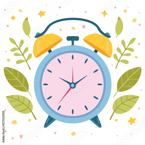 Cute alarm clock flat vector