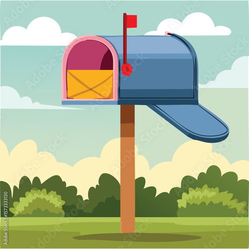 Cute mail box flat vector