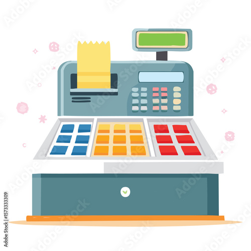 Cute cash register flat vector