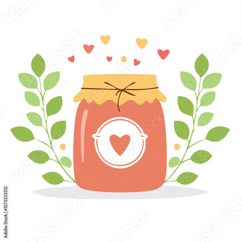 Cute jam jar flat vector
