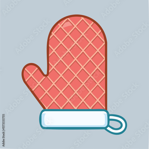 Cute oven mitt flat vector