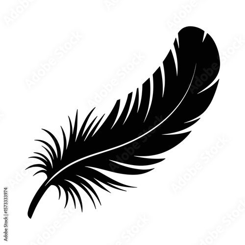 A Single Feather's Elegance: A captivating black feather rests delicately, symbolizing freedom and dreams. It's an embodiment of lightness and grace, inviting contemplation and creativity. 