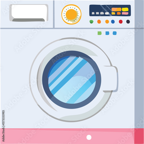 Cute washing machine flat vector