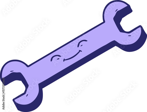 cartoon spanner in bright neon color