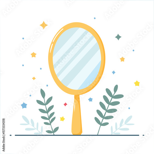 Cute mirror flat vector