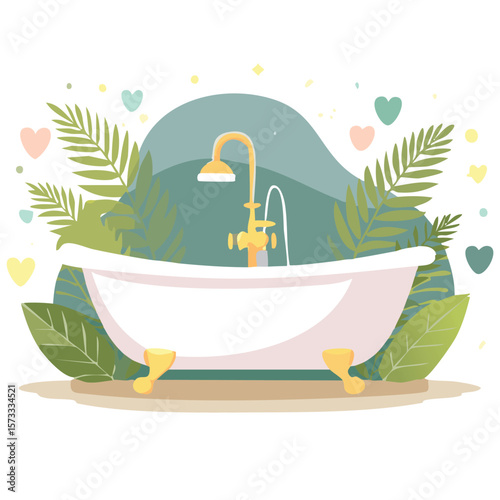 Cute bathtub flat vector