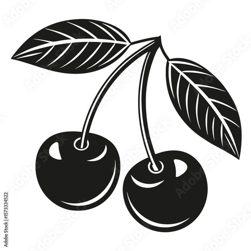Black cherries with leaves cherry fruit