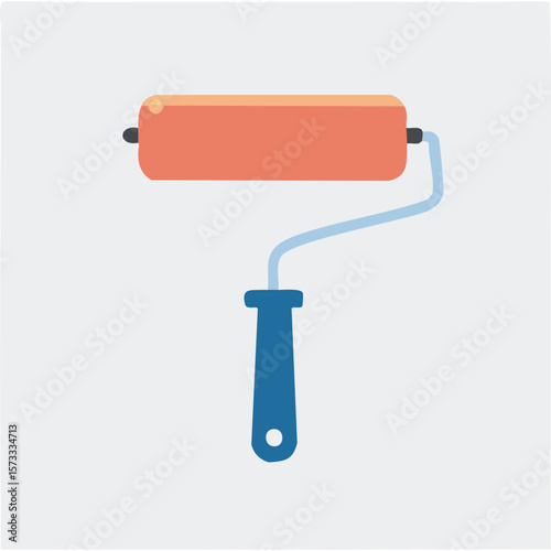 Cute paint roller flat vector
